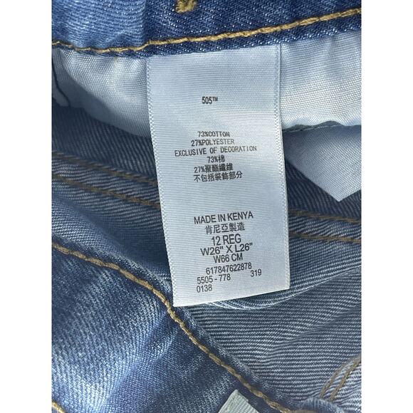 Levi's Medium Blue Denim 505 Regular Fit Straight Leg Jeans Youth Size 12 26x26 - Picture 9 of 9